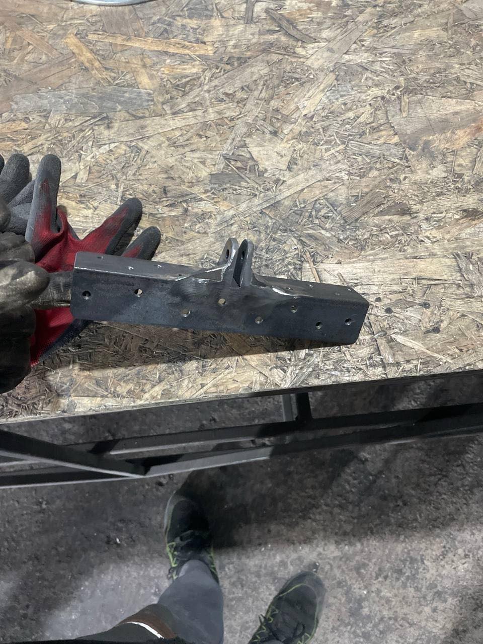 The finished steel bracket before painting